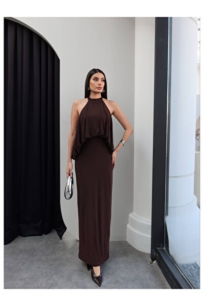 ESRAHELVACI Φόρεμα με δέσιμο στο λαιμό και ντραπέ μέση