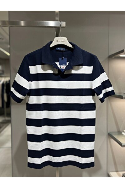 ATKGİYİM Men's Striped Knitted Polo Collar Knitwear T-Shirt - Modern Cut With...