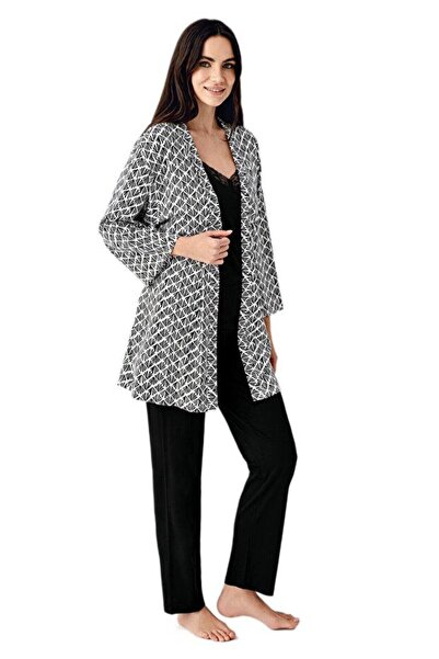 Pierre Cardin Γυναικείο Μαύρο Σετ Πιτζάμες 3 τεμαχίων 9071-S