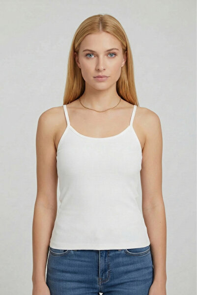 VSRN Women's Thin Strap White Athlete's Undershirt Flexible Fabric