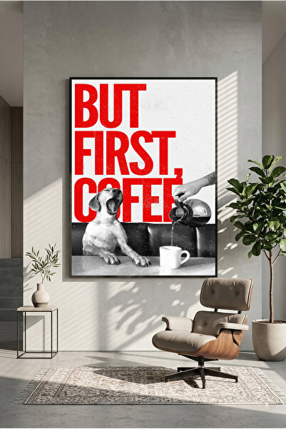postercraft But First, Coffee Art Wooden Table Poster (Unframed)