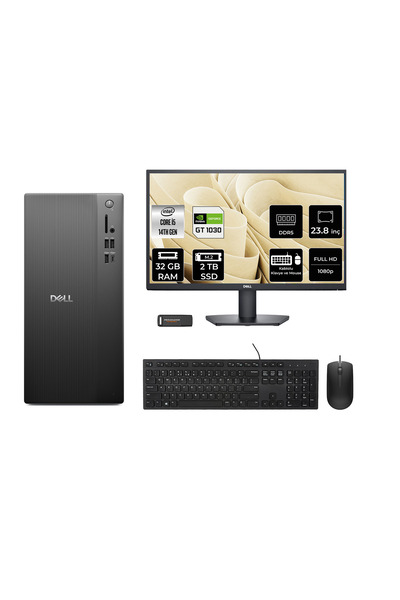 Tower ECT1250 i5 14400 32GB 2TB SSD GT1030/4GB FDOS Masaüstü Bilgisayar + 23.8" Monitör