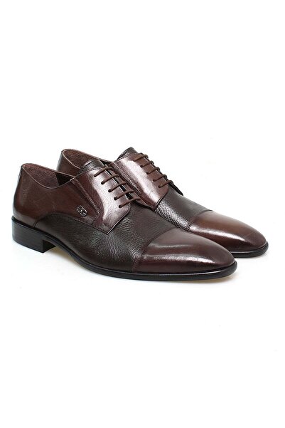 FRANCO CALVANI Brown Lace-Up Genuine Leather Men's Shoes