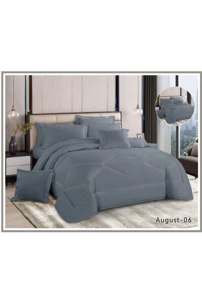 Moon مفرش صيفي ساده نفرين 8قطع بالوان متناسقه (وجهين )