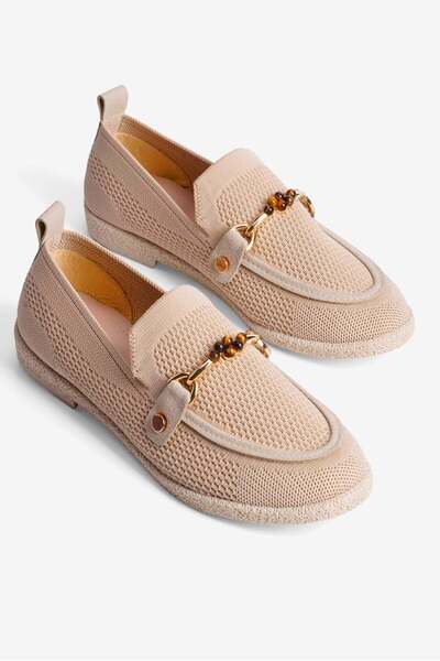 Mubiano Γυναικεία πλεκτά Loafer Ballerina Gold Λεπτομερής Χρυσή Λεπτομέρεια Α...