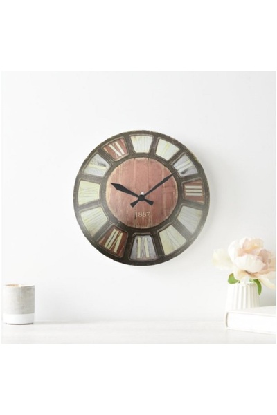 Sevilla Retro Duvar Saati 40 cm Ahşap Sessiz Çalışan Mekanizma