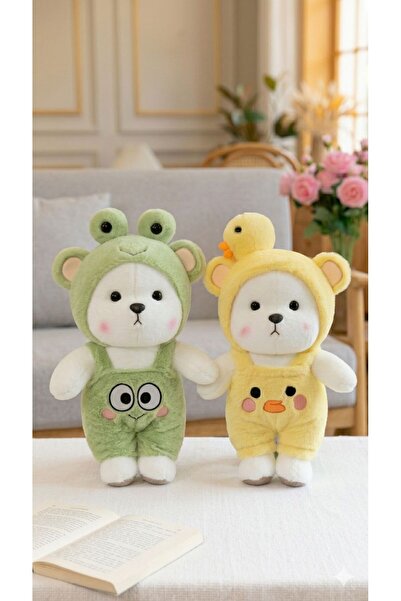 SHAMİRA Puffy 30 cm kurbağa ve ördek kostümlü sevimli peluş ayı puffy hug
