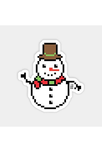The Sticker Story. ملصق بيكسل الرجل الثلجي لعيد الميلاد