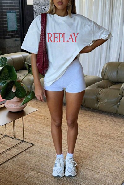 Massgai Unisex Replay Printed Oversize 100% Cotton T-Shirt