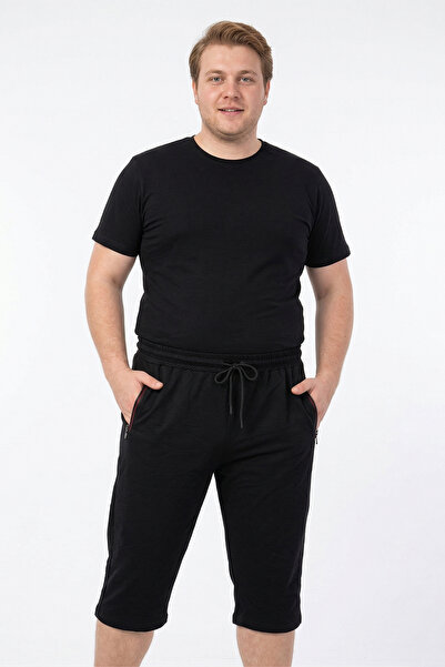 REMSA Ανδρικό βαμβακερό σορτς μεγάλου μεγέθους Capri 6494 Μαύρο