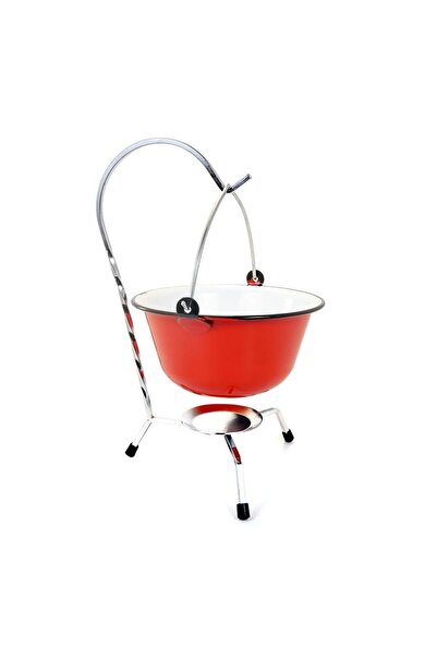 Perfect Home Set pentru servire ceaun, emailat, rosu, 0.8 L, suport cromat