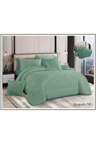 Moon مفرش صيفي ساده نفرين 8قطع بالوان متناسقه (وجهين )