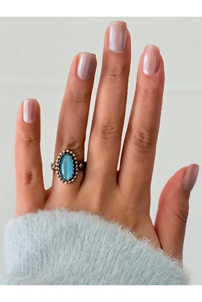 Ceso Accesories Bronz Kaplama Mavi Kedigözü Taşlı Oval Tasarım Ayarlanabilir ...