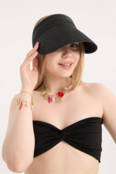 Moda Days Γυναικείο καπέλο από ψάθινο υλικό με ρυθμιζόμενο γείσο, καλοκαιρινό...