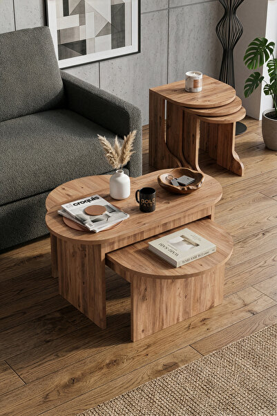 Dual Coffee Table and 3-Piece Zigon Coffee Table Side Table Set Multi-Purpose Setro 9536 Atlantik
