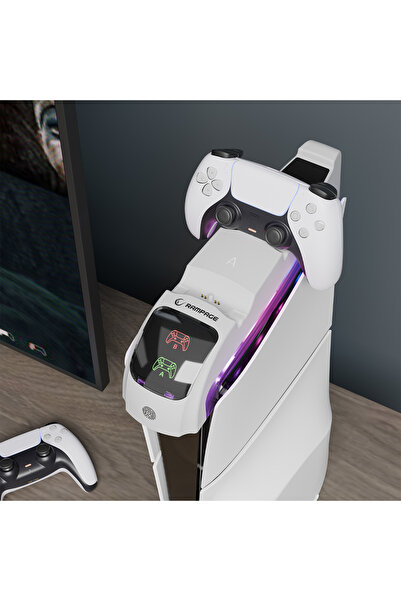Rampage RGB Işıklı PlayStation 5, PlayStation 5 Slim Uyumlu Hızlı Şarj İstasy...