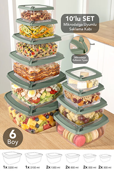 Meleni Home حاوية تخزين مربعة شفافة بغطاء للميكروويف مكونة من 10 قطع - حاوية ...