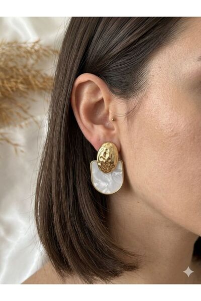stainless steell Marble Pattern Plate Steel Earrings