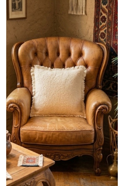 oiphome Μαξιλάρι διακοσμητικό bohemian 43x43 από ύφασμα teddy ital, στυλ εξαι...