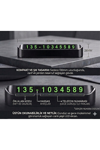 Autobase Araç İçi Park Telefon Numarası Fosforlu Numaratör