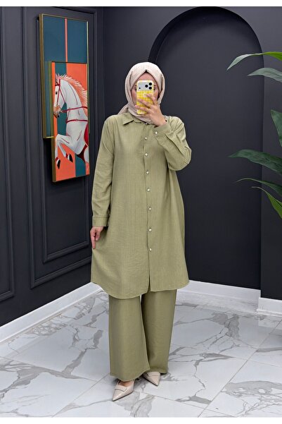 İLGEN FASHİON Fidan Mocha Relax Fit Σετ Δύο Τεμαχίων – Πουκάμισο Oversize & Π...