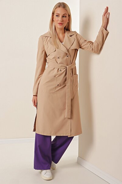 HAKKE Καμπαρντίνα - Μπεζ - Μπλέιζερ φόρεμα