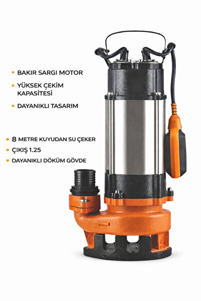 OPTIVEX Foseptik Dalgıç Pompa Kirli Su Pompa Şamandıralı 3.5 Hp