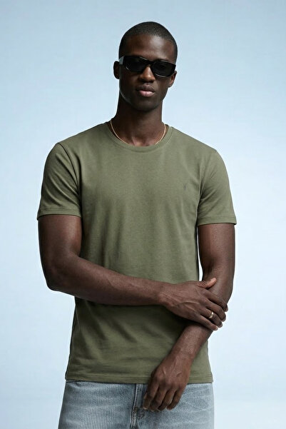 MATERIAL Men's Crew Neck Short Sleeve Khaki T-Shirt