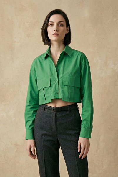 Hiccup MY FASHION Κοντό πουκάμισο με κουμπιά και λεπτομέρεια στην τσέπη