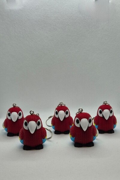 3DAtölyeMaker Knitted Pattern Parrot Keychain 5 Pieces