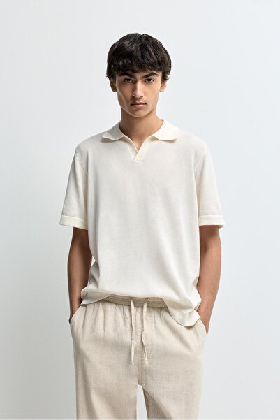 LEFTIES Relaxed fit örgü polo yaka t-shirt