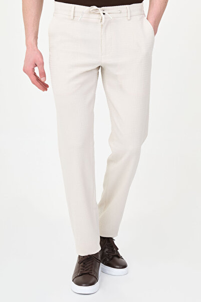Mcr Textured Slim Fit Men's Trousers with Drawstring and Elastic Waist Stone ...