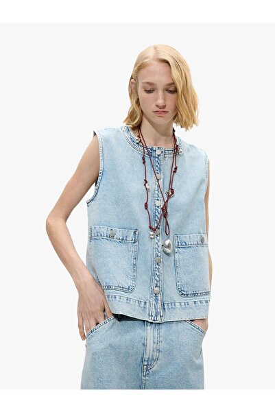 PARFOIS Kadın %100 Pamuklu Denim Yelek