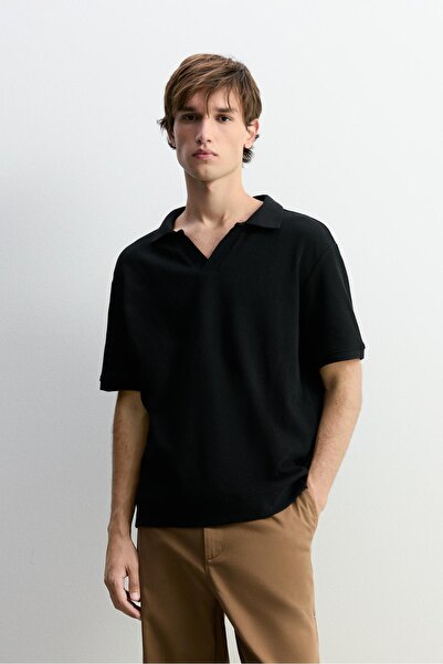 LEFTIES Relaxed fit dokulu polo yaka t-shirt