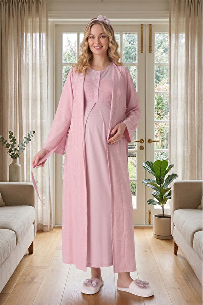 Lohussa New Season Powder Shawl Collar Summer Jacquard Design Full Length Lac...