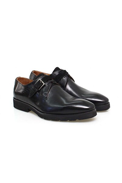 FRANCO CALVANI Black Color Lace-Up Genuine Leather Men's Shoes