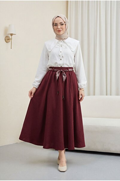 HİJABAYA Λινή φούστα με ελαστική μέση, ζώνη και τσέπες