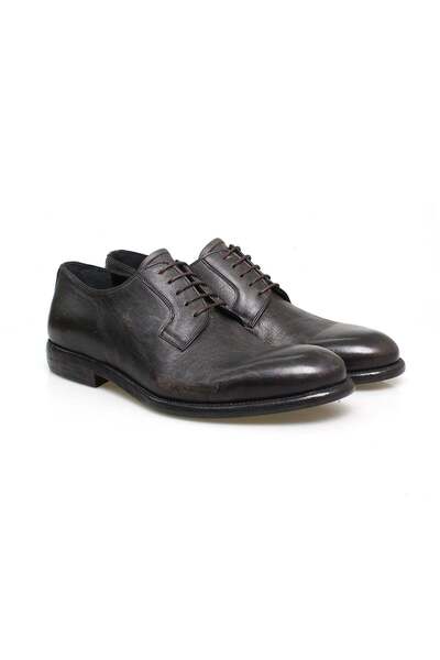 FRANCO CALVANI Gray Color Lace-Up Genuine Leather Leather Sole Men's Shoes