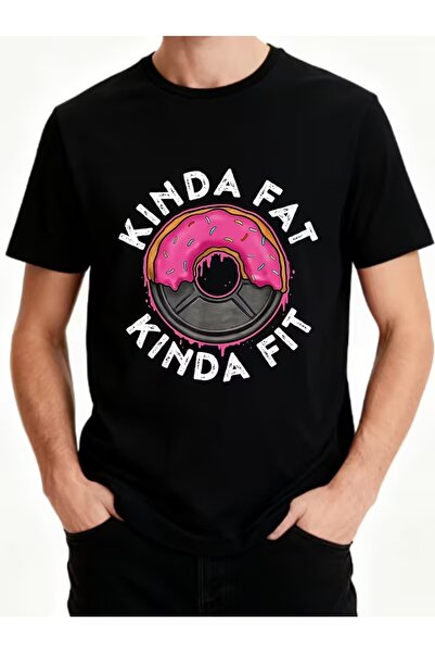 AEMİ Tricou unisex cu imprimeu Kinda Fat, supradimensionat, cu gât rotund