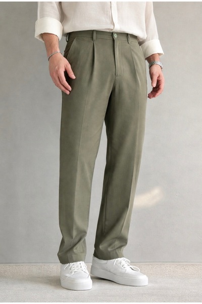 town walker Erkek Old Money Modal Kumaş Rahat Kalıp Baggy Kumaş Pantolon