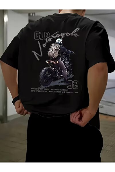AEMİ Μπλουζάκι Unisex με στάμπα μοτοσικλέτας, μεγάλου μεγέθους, με λαιμόκοψη ...