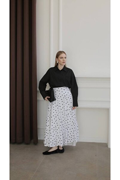 polkadot etek BEYAZ