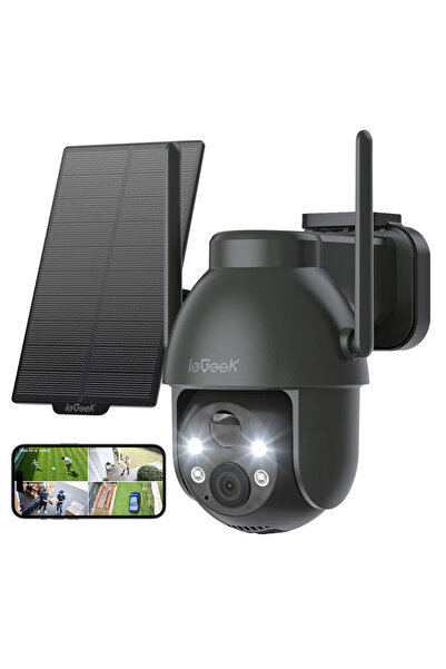 ie Geek Ηλιακή κάμερα παρακολούθησης εξωτερικού χώρου ieGeek 2K 3MP PTZ HD 360 °