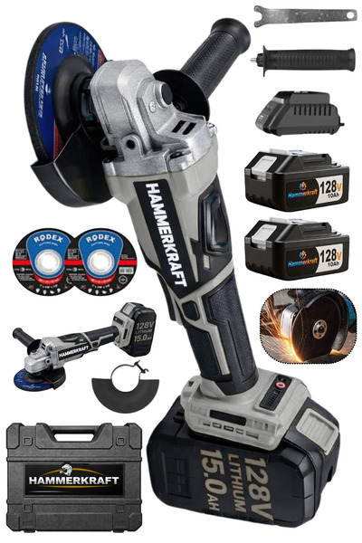 HAMMERKRAFT Premium Black Seri Profosyonel 128v 10ah Çift Akülü Demir Metal F...