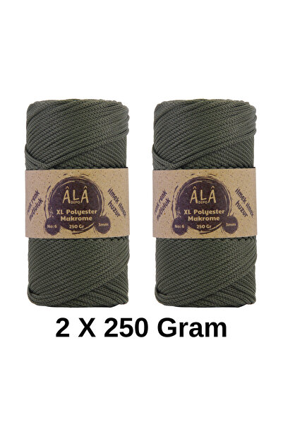 aladepo 2 Adet XL Polyester Makrome No:6 (Kalın) Çanta İpi 2x250 Gram (Toplam...