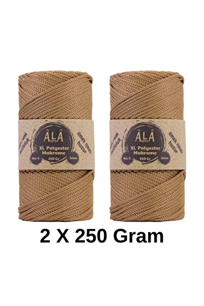 aladepo 2 Adet XL Polyester Makrome No:6 (Kalın) Çanta İpi 2x250 Gram (Toplam...