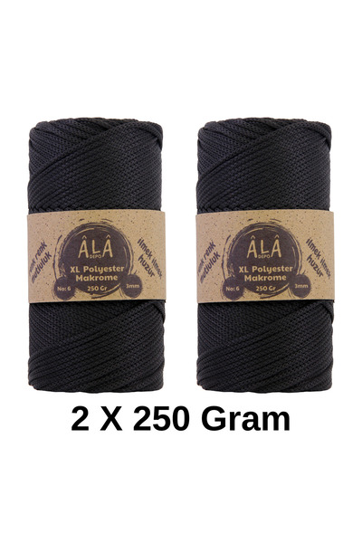aladepo 2 Adet XL Polyester Makrome No:6 (Kalın) Çanta İpi 2x250 Gram (Toplam...