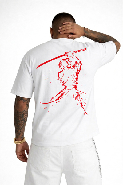 VEK Μπλουζάκι με στάμπα Πολεμιστή Σαμουράι στην πλάτη