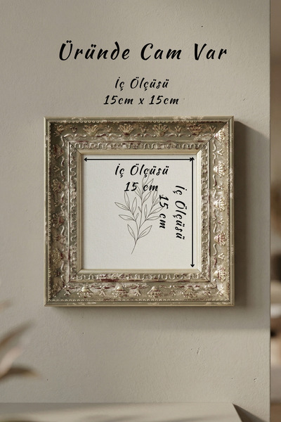 Asya Çerçeve Decorative Luxury Antique Square 15X15 Glass Plastic Photo Frame