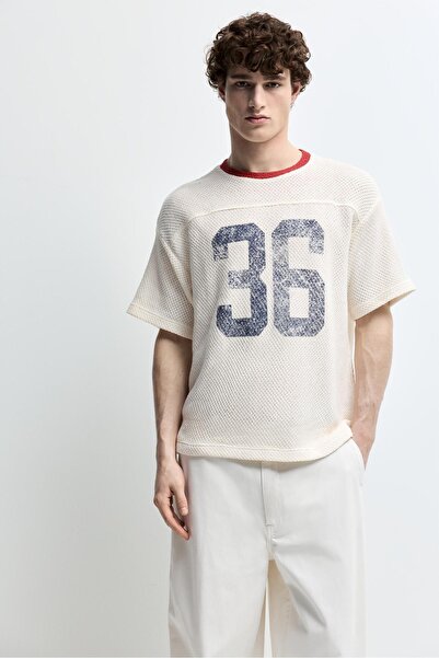 LEFTIES Desenli dokulu oversize t-shirt